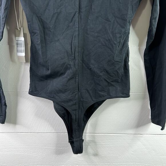 EVERLANE Black The Long Sleeve V Neck Thong Bodysuit Size Small‎ - Picture 5 of 13